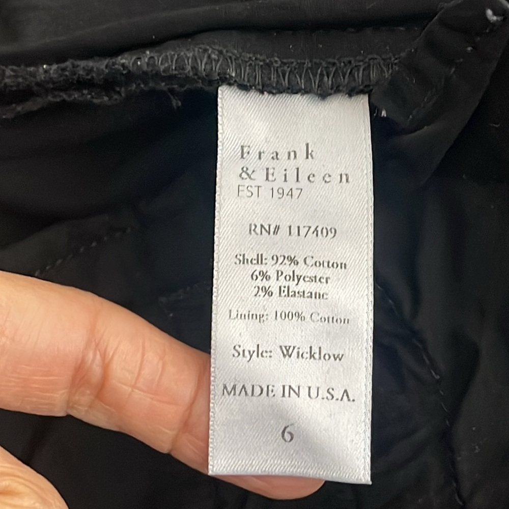 FRANK & EILEEN WICKLOW The Italian Chino ITALIAN PERFORMANCE TWILL in Black Sz 6 - Picture 13 of 17